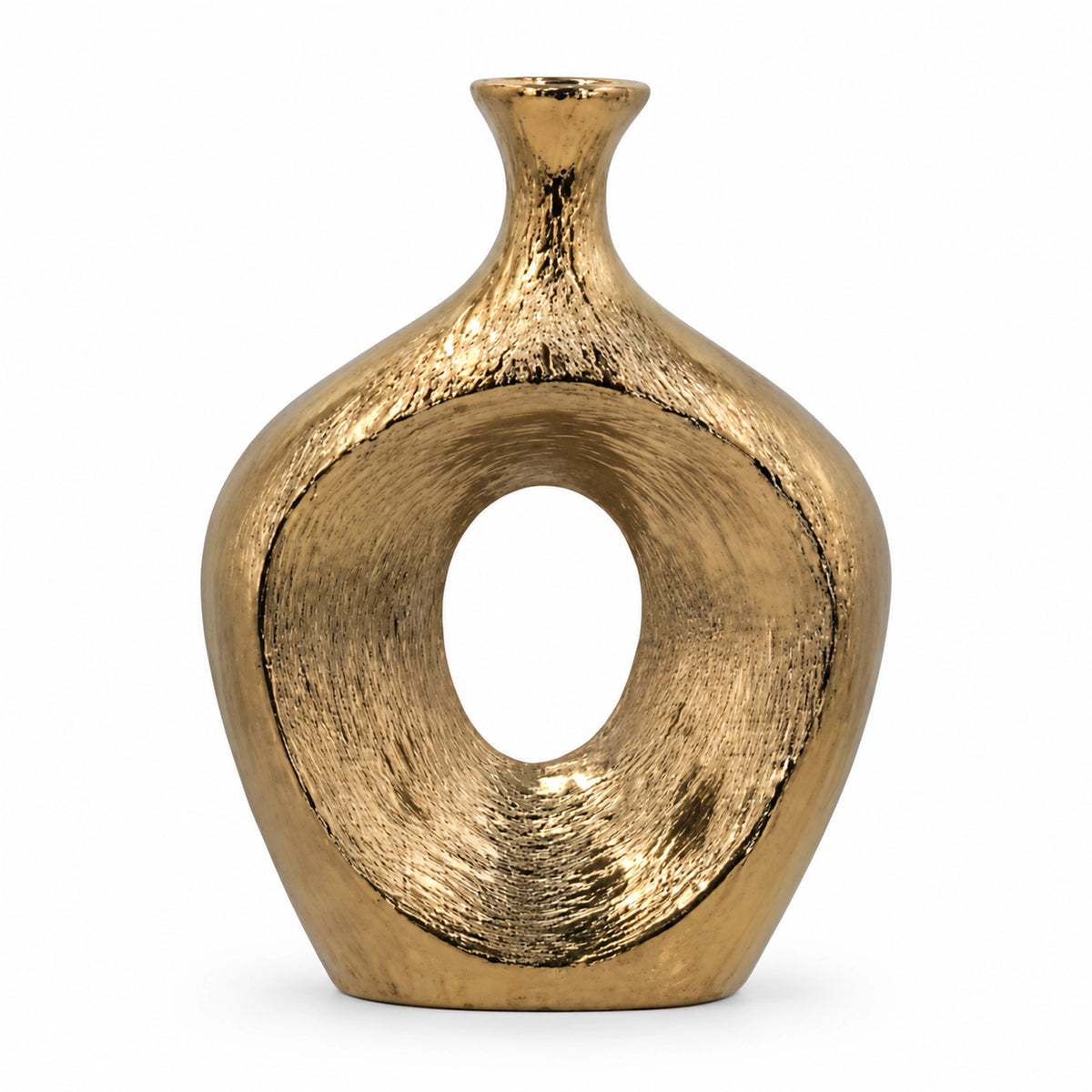 Bronz Oval Boşluklu Seramik Vazo