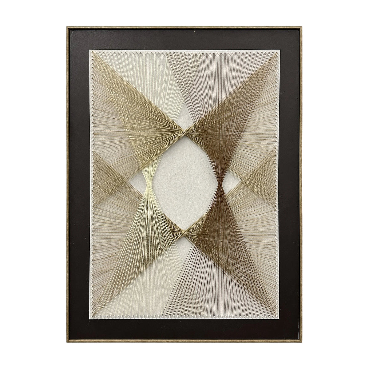 Çerçeveli 3D Geometrik Altın Çizgili Tablo