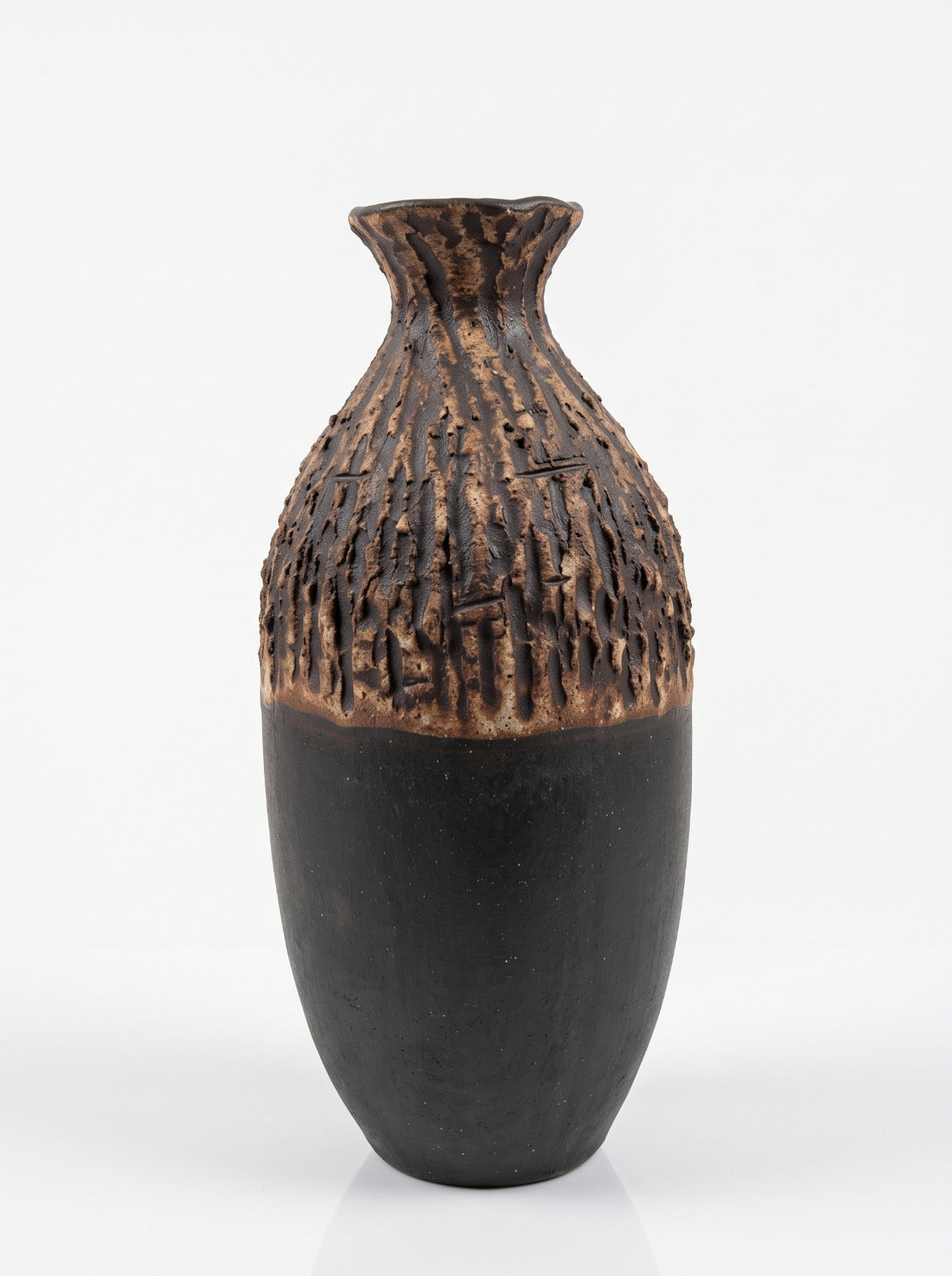 Kabuk Dokulu Siyah Şişe Polyresin Vazo – YZ03650BL-2