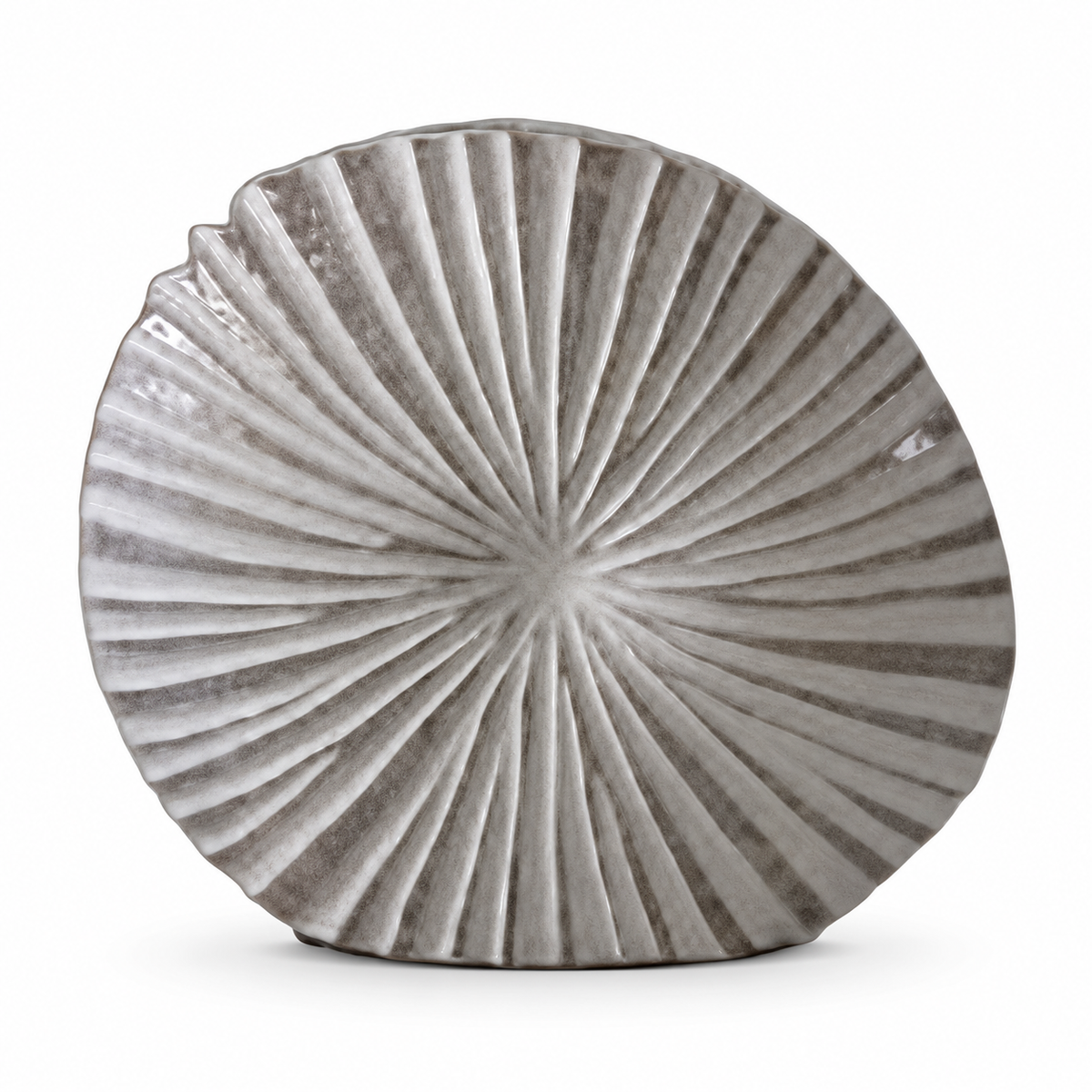 Işınsal Yivli Yuvarlak Beyaz Polyresin Vazo – YZ02634W-2SI