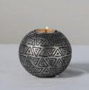 Üçgen Desenli Siyah Küre Tealight Mumluk – YZ04551BL-2SI