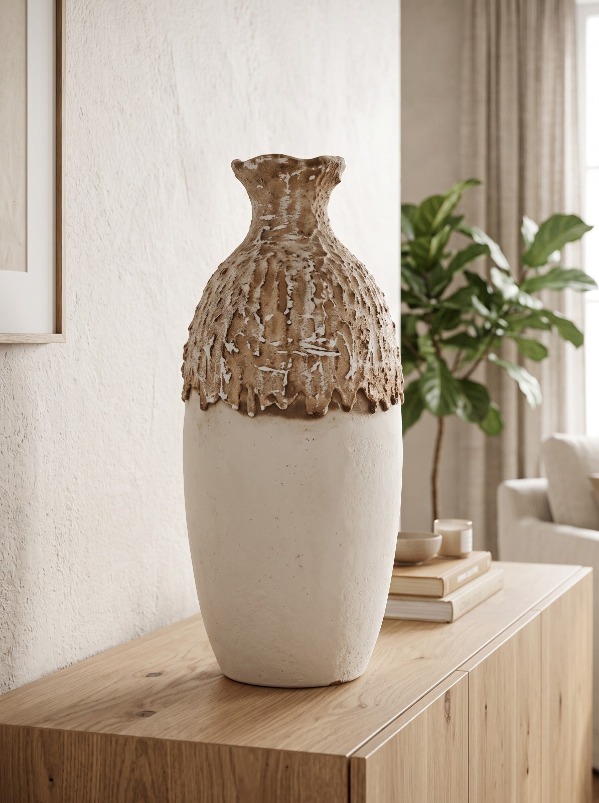 Kabuk Dokulu Beyaz Şişe Polyresin Vazo – YZ03650W-2
