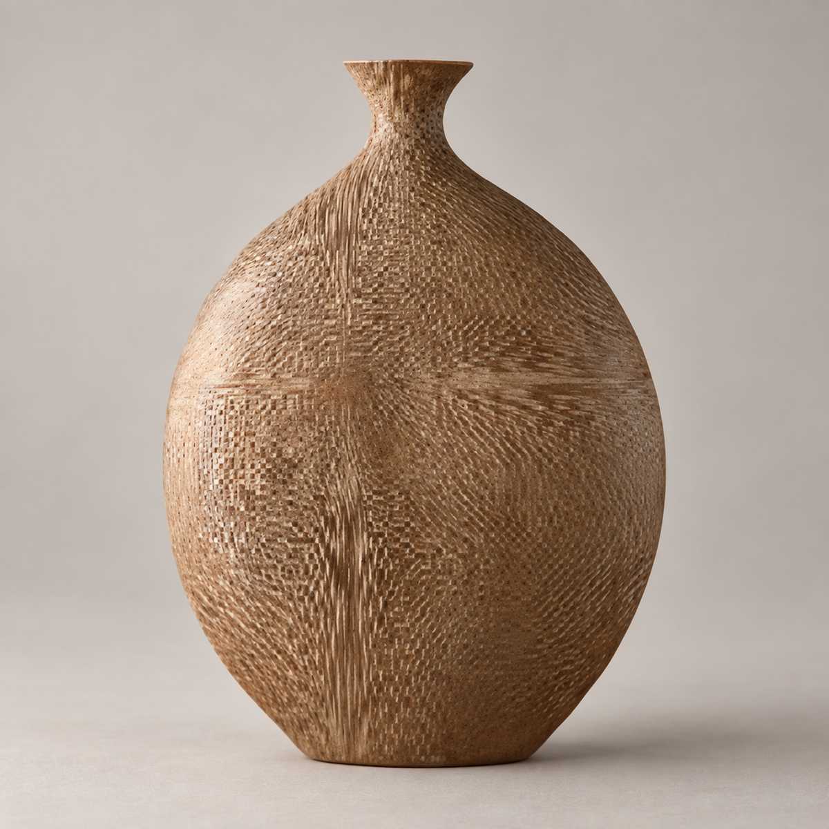 Ahşap Desenli Yuvarlak Polyresin Vazo – YZ02853LA-1