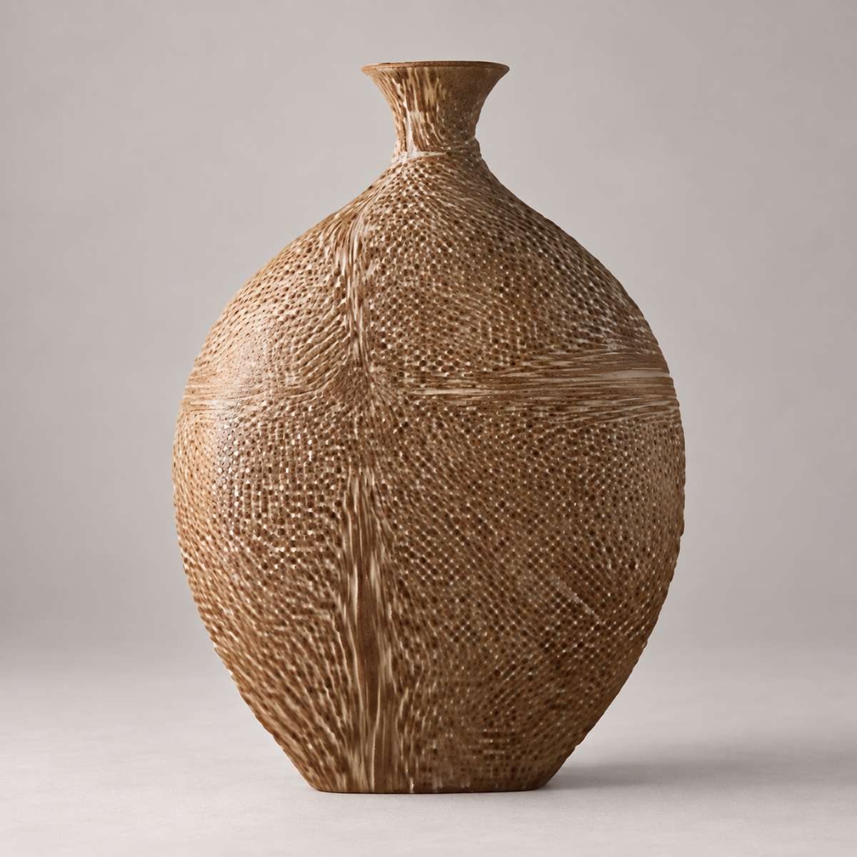 Ahşap Desenli Yuvarlak Polyresin Vazo – YZ02853LA-2