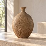 Ahşap Desenli Yuvarlak Polyresin Vazo – YZ02853LA-2
