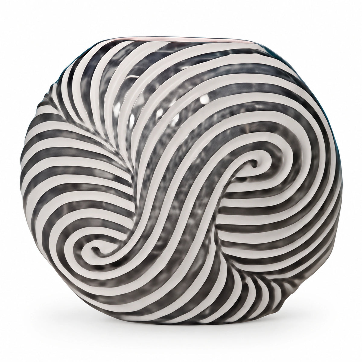 Spiral Desenli Yuvarlak Polyresin Vazo – YZ04462W-1SI