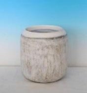 Ağaç Kabuğu Desenli Yuvarlak Polyresin Vazo