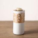 Altın Şeritli Beyaz Silindir Mumluk - Uzun